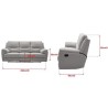 Canapé 3 places dont 2 places relax manuels - Tissu Gris - Contemporain - L 228 x P 98 x H 103 cm - LAWRENCE