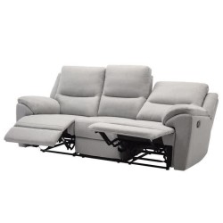 Canapé 3 places dont 2 places relax manuels - Tissu Gris - Contemporain - L 228 x P 98 x H 103 cm - LAWRENCE