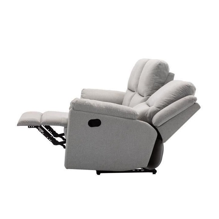 Canapé 3 places dont 2 places relax manuels - Tissu Gris - Contempora