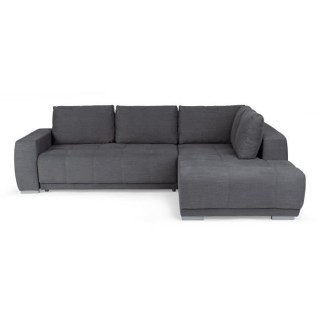 Canapé d'angle convertible droit - Tissu Gris - Coffre - L 280 x P 20