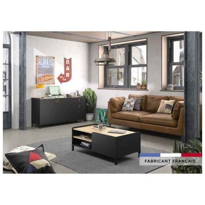 GAMI Enfilade - Décor chataigner et noir - Contemporain - 3 portes et