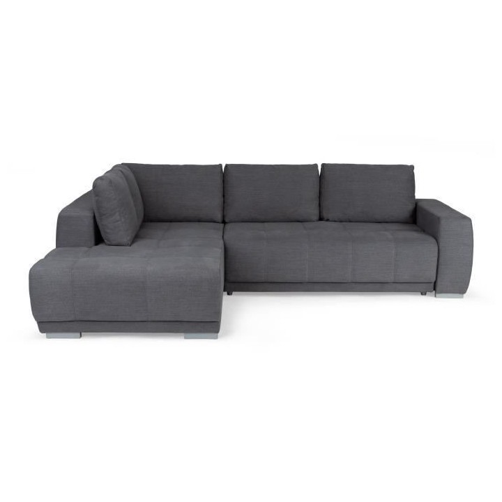 Canapé d'angle convertible gauche - Tissu Gris - Coffre - L 280 x P 2