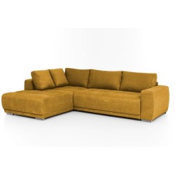 Canapé d'angle convertible gauche 4 places - Tissu jaune - Contemporain - L 280 x P 204 x H 66 cm - BOLERO