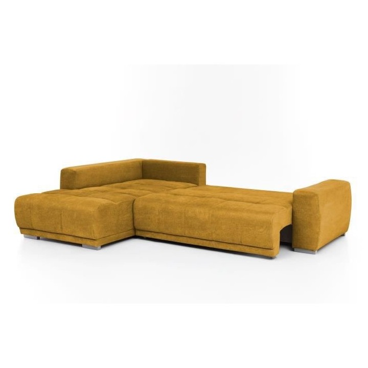 Canapé d'angle convertible gauche 4 places - Tissu jaune - Contempora