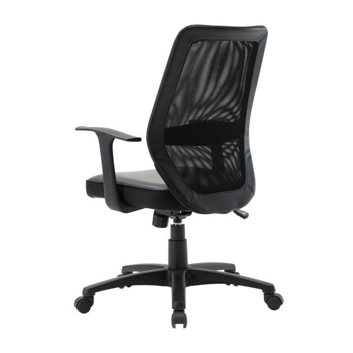 PIMA Chaise de bureau ajustable avec accoudoirs - Tissu mailles noir -