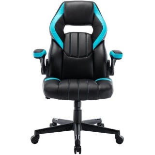 RACING Chaise gaming de bureau a roulette - Simili noir et bleu clair