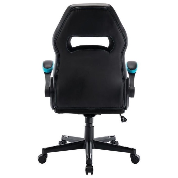 RACING Chaise gaming de bureau a roulette - Simili noir et bleu clair