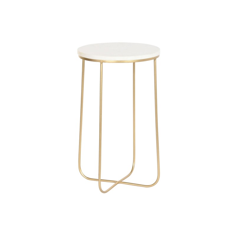 Table d'appoint DKD Home Decor Blanc Doré Marbre Fer 31 x 31 x 55 cm