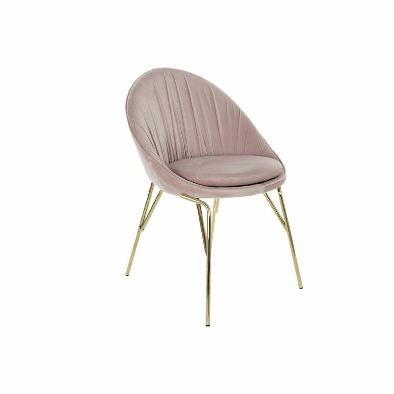 Chaise de Salle à Manger DKD Home Decor Rose Doré Métal Plastique 60 x 60 x 85 cm