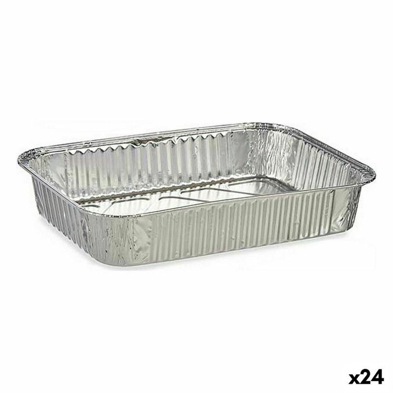 Ensemble de plats pour la cuisine Jetable Rectangulaire Aluminium 22,5 x 6 x 15,6 cm (24 Unités)