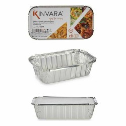 Ensemble de plats pour la cuisine Jetable Avec couvercle Aluminium 800 ml 11,5 x 7 x 22 cm (24 Unités)