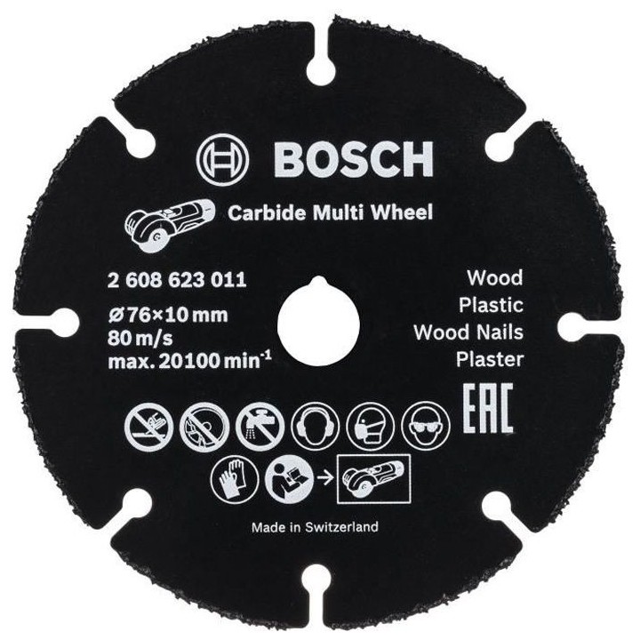 Disque a tronçonner carbure multi-usages - 76mm - BOSCH