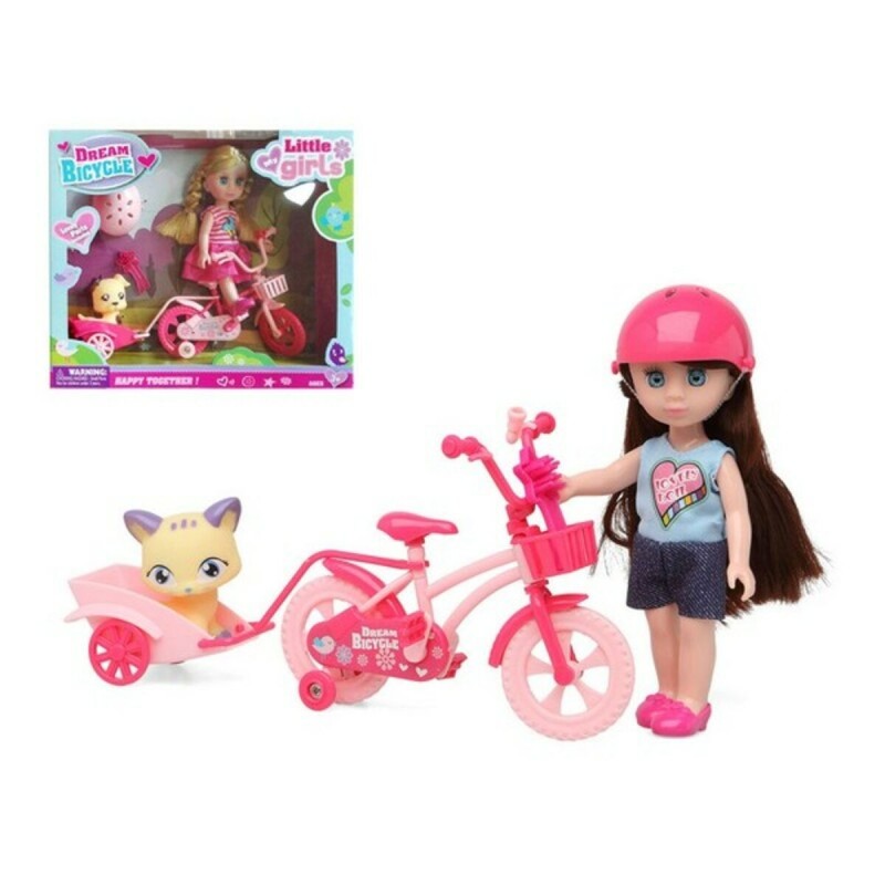 Poupée avec animal de compagnie Dream Bicycle Rose