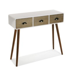 Meuble d'Entrée avec 3 Tiroirs Versa 21080102 Blanc Bois MDF et bois de pin 30 x 80,5 x 90 cm