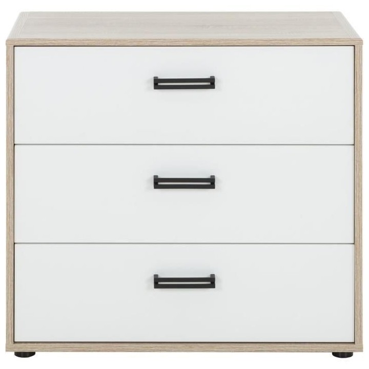 GAMI Ensemble lit 90x190 + Chevet 1 porte + Commode 3 tiroirs - Made i