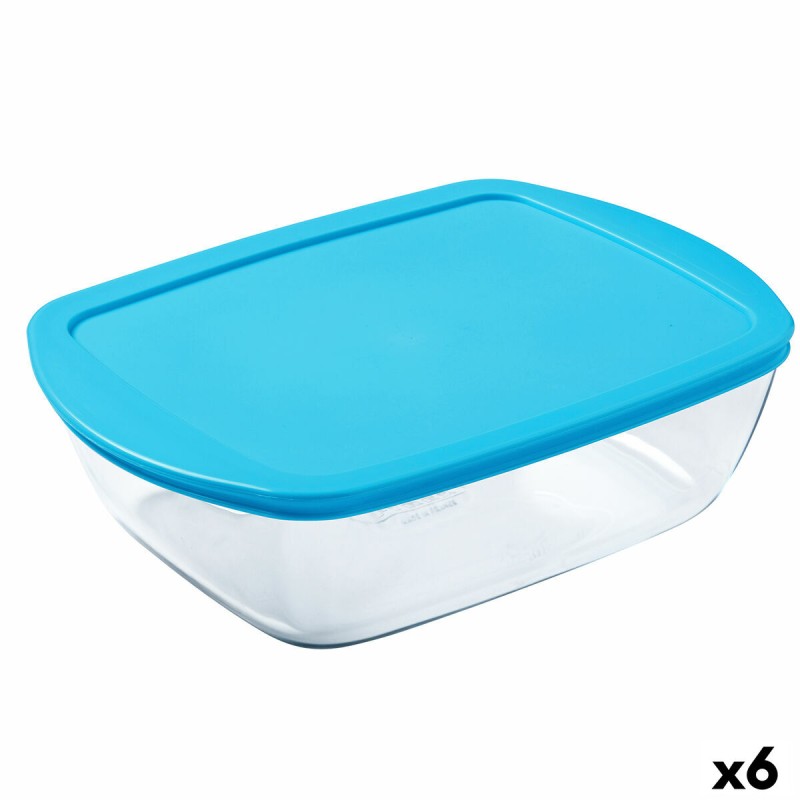 Boîte à repas rectangulaire avec couvercle Pyrex Cook & store Bleu Silicone verre (23 x 16 x 6 cm) (6 Unités)