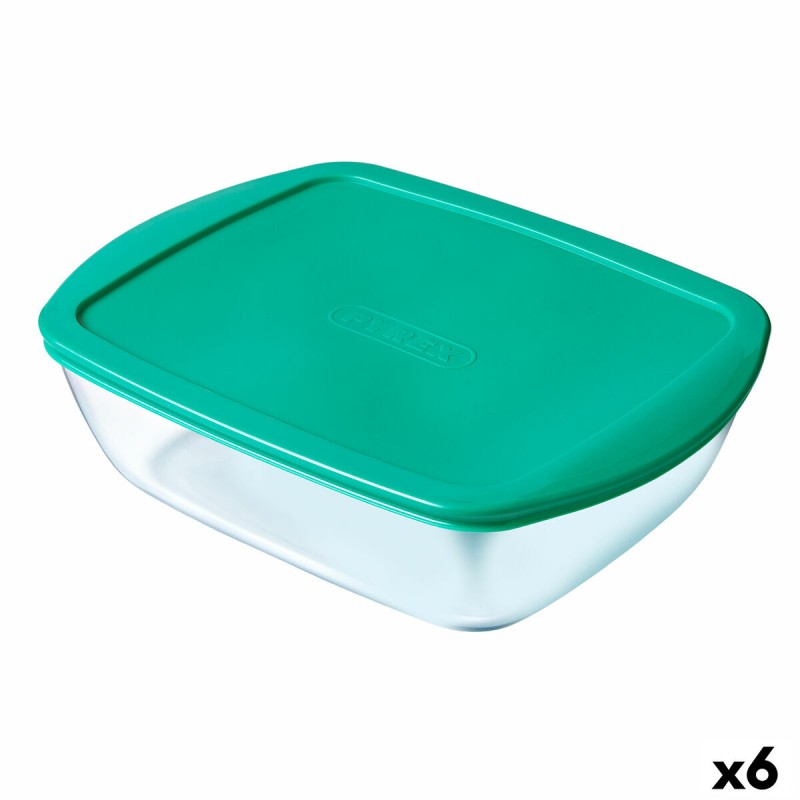 Boîte à repas rectangulaire avec couvercle Pyrex Cook & store Turquoise Silicone verre (23 x 16 x 6 cm) (6 Unités)