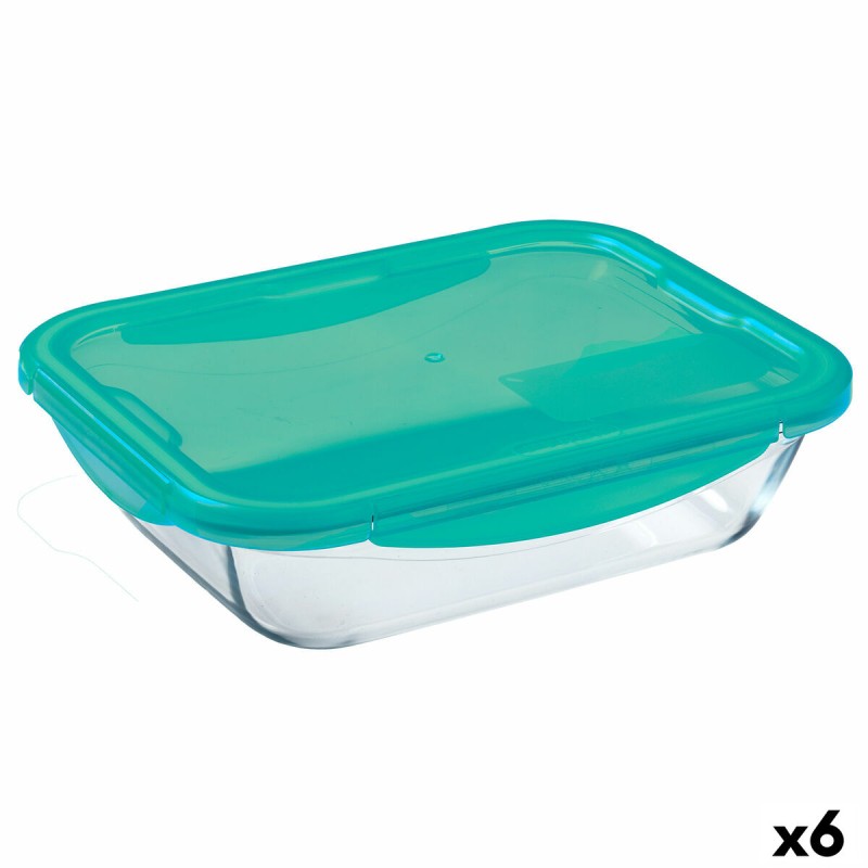 Boîte à lunch hermétique Pyrex Cook & Go Turquoise verre (800 ml) (6 Unités)