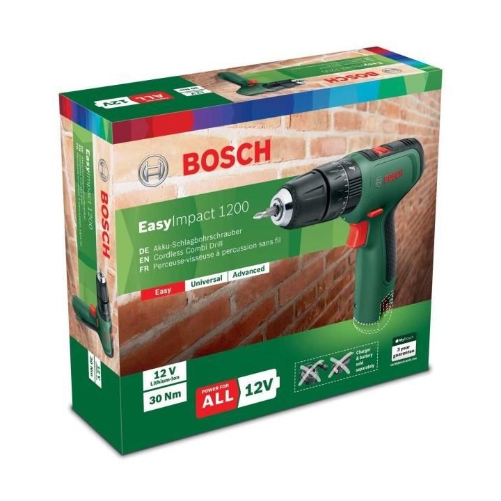 Perceuse a percussion sans-fil Bosch - EasyImpact 1200 (Livrée sans b