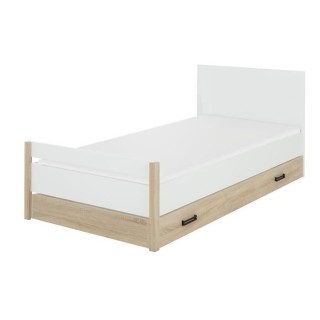 GAMI Lit enfant 90 x 190 cm + Tiroir - Décor chene et blanc - L 100 x