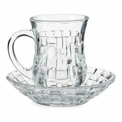 Lot de tasses avec soucoupes 125 ml Transparent verre (12 x 9 x 12 cm) (4 Unités)