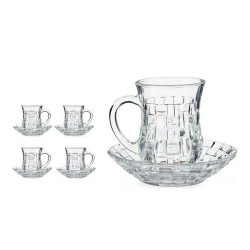 Lot de tasses avec soucoupes 125 ml Transparent verre (12 x 9 x 12 cm) (4 Unités)