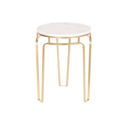 Table d'appoint DKD Home Decor 40 x 40 x 54,5 cm Doré Métal Blanc Marbre