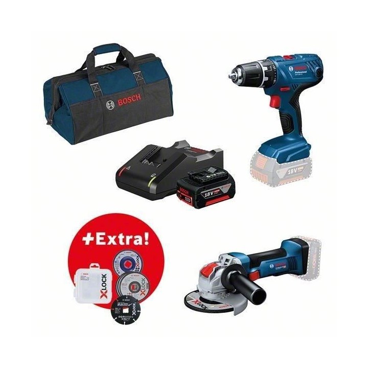 COMBO KITS GSR 18V-21 + GWX 18V-8 2x4,0Ah X-Lock Acc GAL 18V-40 carton