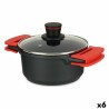 Casserole avec Couvercle en Verre Ø 20 cm Noir Aluminium (6 Unités)