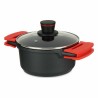 Casserole avec Couvercle en Verre Ø 20 cm Noir Aluminium (6 Unités)