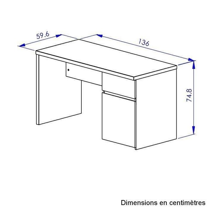Bureau OLERON - 1 tiroir 1 porte - Décor chene - Made in France - L 1