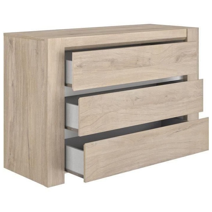 Commode OLERON - 3 tiroirs - Décor chene - Made in France - L 120 x P