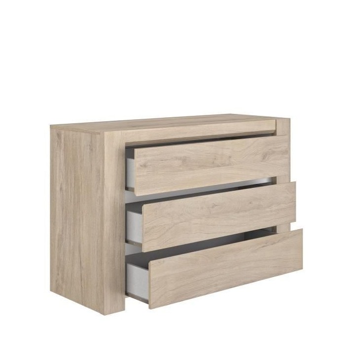 Commode OLERON - 3 tiroirs - Décor chene - Made in France - L 120 x P