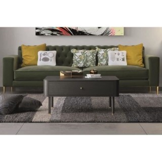 GAMI Table basse carée 1 tiroir - Décor noir - L 87 x P 87 x H 41 -