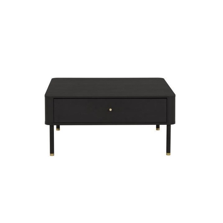 GAMI Table basse carée 1 tiroir - Décor noir - L 87 x P 87 x H 41 -