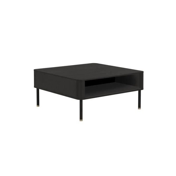 GAMI Table basse carée 1 tiroir - Décor noir - L 87 x P 87 x H 41 -