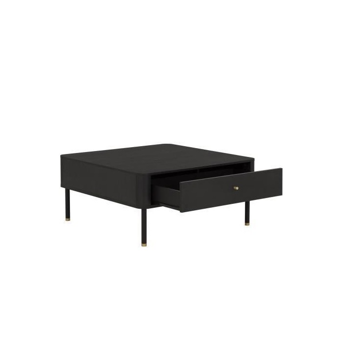 GAMI Table basse carée 1 tiroir - Décor noir - L 87 x P 87 x H 41 -
