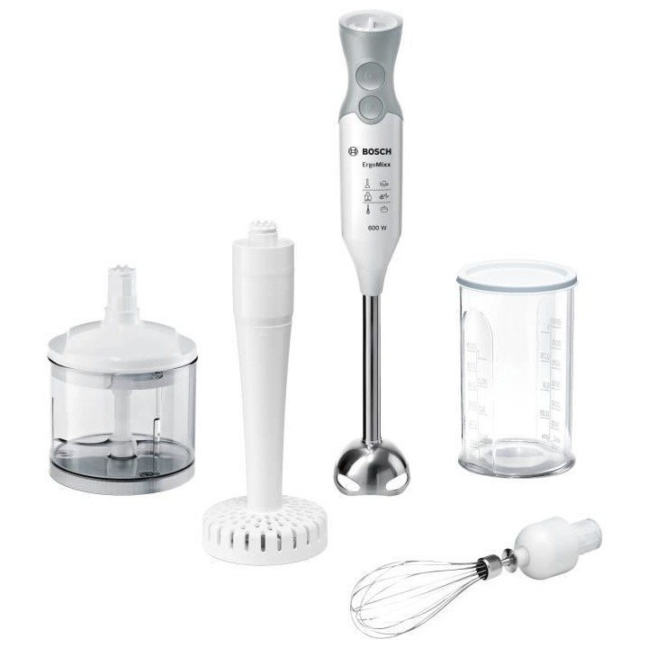 BOSCH MSM66155 Mixeur plongeant blanc. Moteur 600 Watt-11200 t/mn, sil