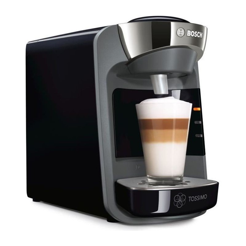 Machine a café extremement compacte - BOSCH TASSIMO SUNY T32 - Réservoir d'eau 0.8 l - Systeme Thermoflux - 3,3 bar - Noir