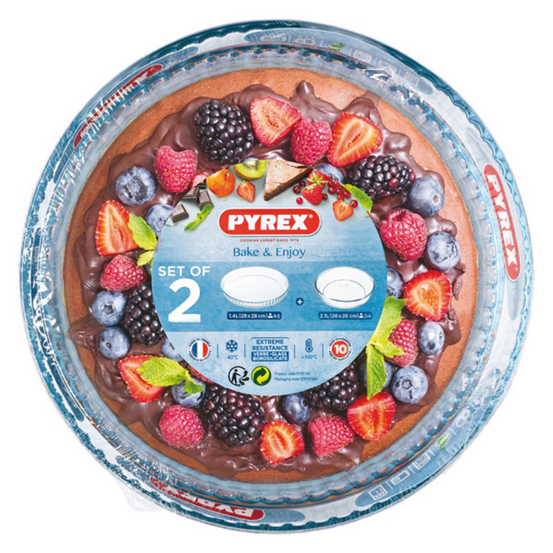 Ensemble de plats de cuisson au four Pyrex Bake&Enjoy Transparent Verre Borosilicaté (Ø 28 cm) (2 pcs)