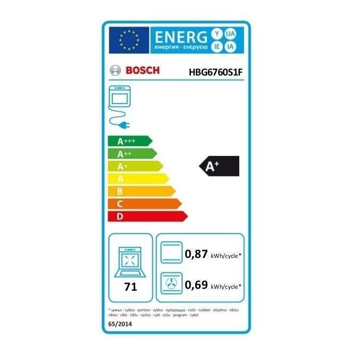 Four électrique encastrable BOSCH HBG6760S1F - 71 L - Pyrolyse - A+ -