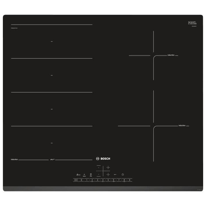 Table cuisson induction BOSCH - 4 zones - L 51 x P 52,2 cm - 7400 W -