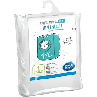 SWEETNIGHT Protege-matelas AXEL - Imperméable - Blanc - 140 x 190 / 2