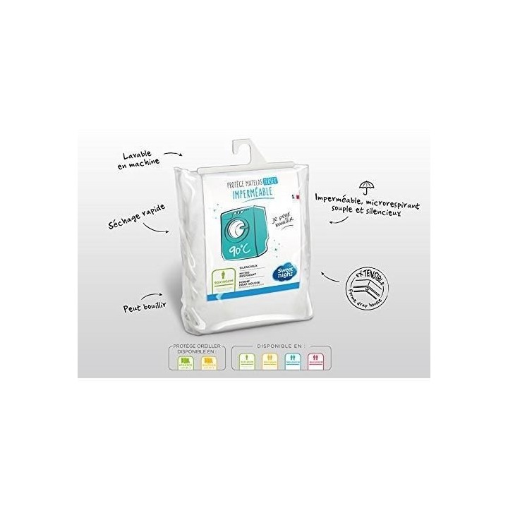 SWEETNIGHT Protege-matelas AXEL - Imperméable - Blanc - 140 x 190 / 2