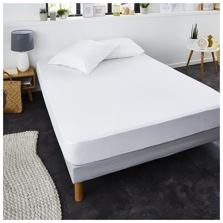 SWEETNIGHT Protege-matelas AXEL - Imperméable - Blanc - 140 x 190 / 2