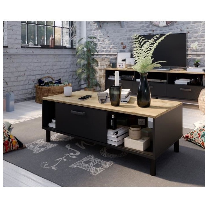 Ensemble Meuble TV+Table basse OXFORD - Style industriel - Mélaminé