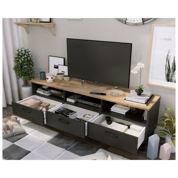 Ensemble Meuble TV+Table basse OXFORD - Style industriel - Mélaminé