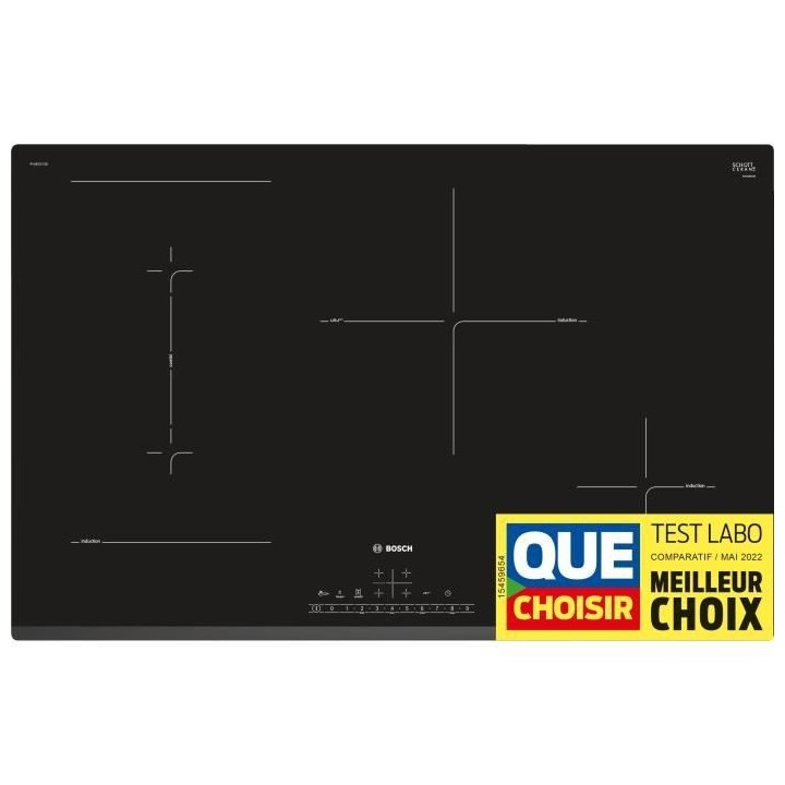 Table induction BOSCH - 4 foyers - 2200W - Vitrocéramique - Noir - PV