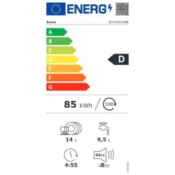 Lave-vaisselle tout intégrable BOSCH SMV4HCX48E SER4 - 14 couverts - Induction - L60cm - Home Connect - 44dB