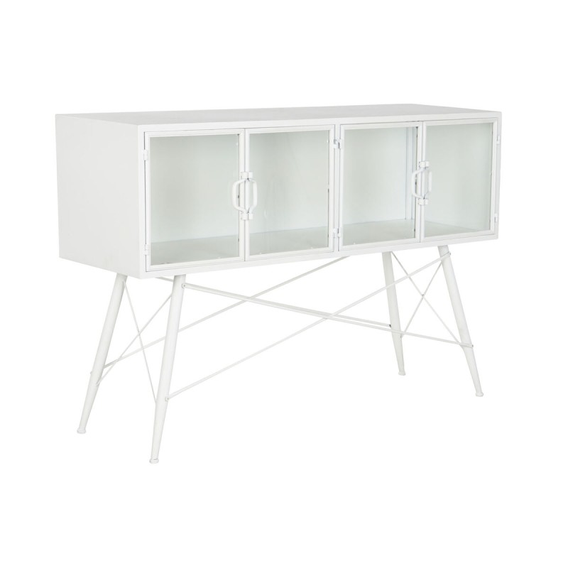 Meuble d'Appoint DKD Home Decor Blanc Métal Verre 120 x 35 x 80 cm